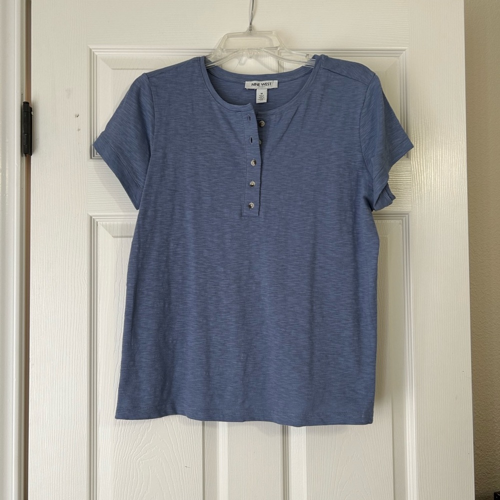 Nine West Blue Button-Front Women's Top